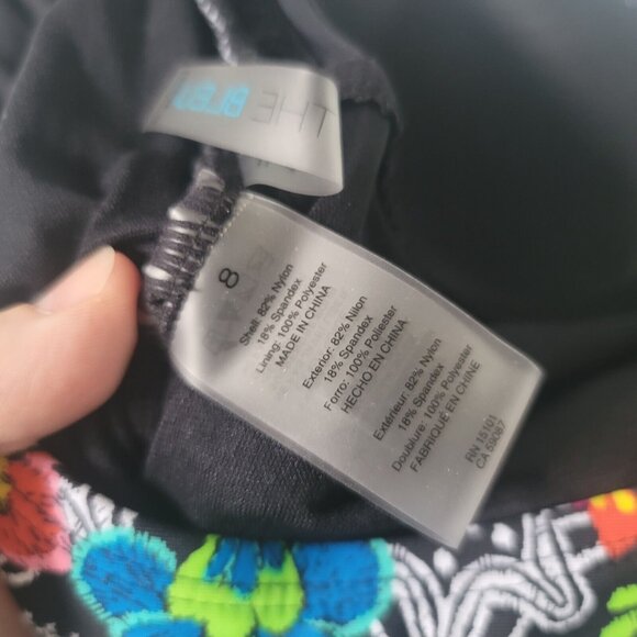 Into The Bleu By Amerex Bathing Suit Floral Black Strapless with Cups Size 8 - Picture 5 of 6